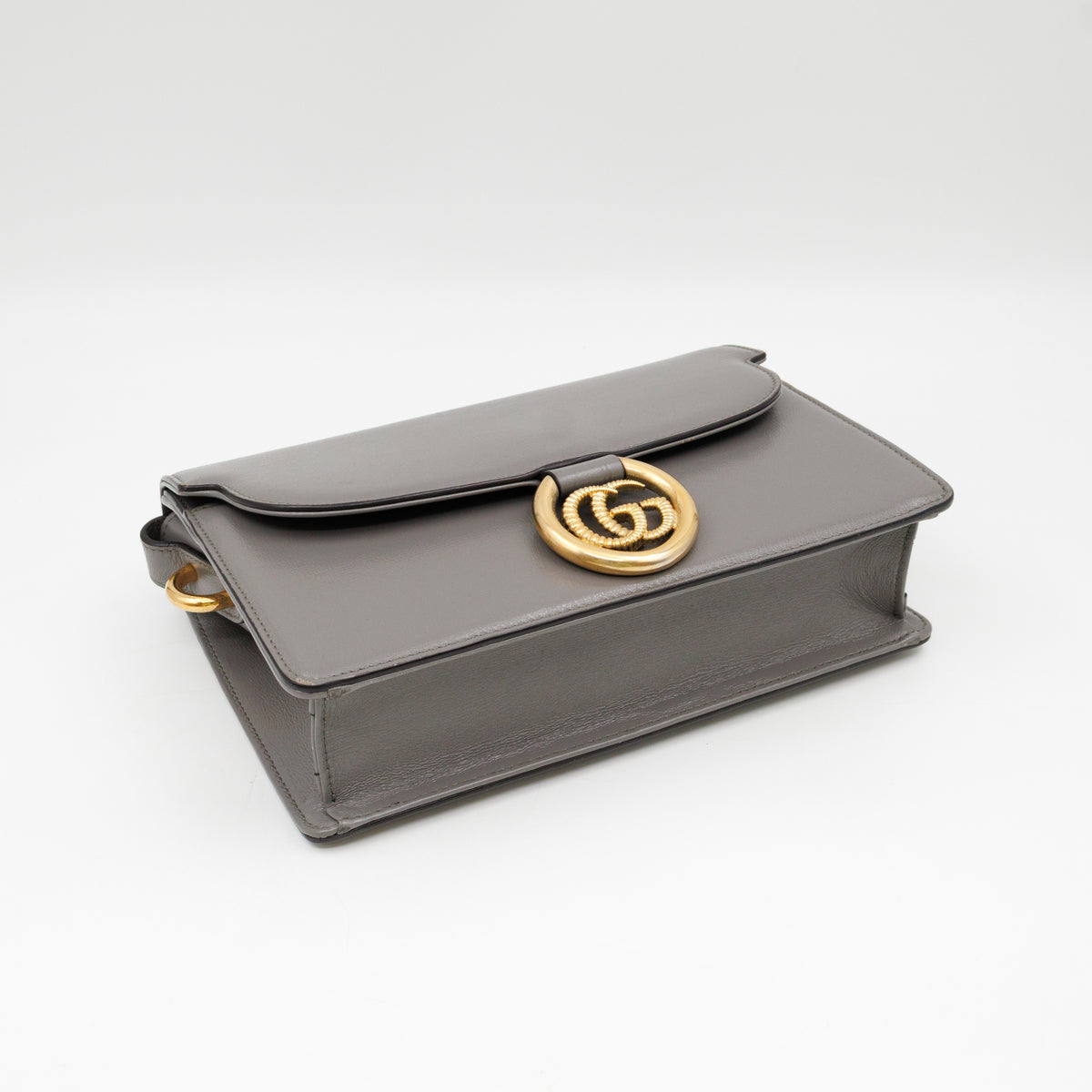 GG Ring Small Shoulder Bag Grey Leather