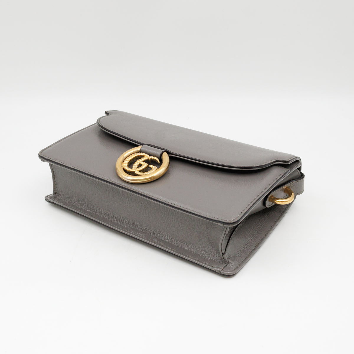 GG Ring Small Shoulder Bag Grey Leather