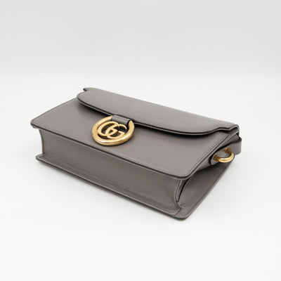 GG Ring Small Shoulder Bag Grey Leather