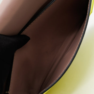 Rockstud Flap Clutch Neon Yellow Leather