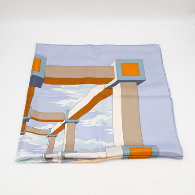 Silk Scarf 90 A.M. Cassandre Pour Hermes Blue