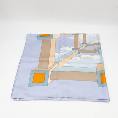 Silk Scarf 90 A.M. Cassandre Pour Hermes Blue