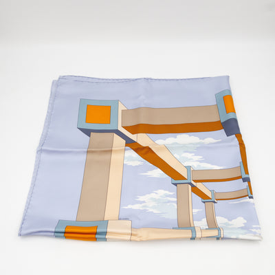 Silk Scarf 90 A.M. Cassandre Pour Hermes Blue