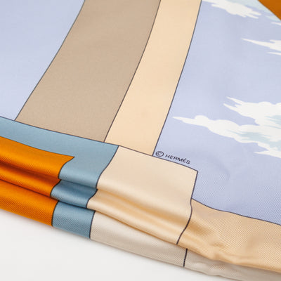 Silk Scarf 90 A.M. Cassandre Pour Hermes Blue