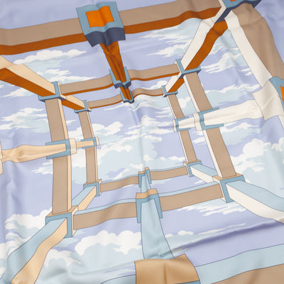 Silk Scarf 90 A.M. Cassandre Pour Hermes Blue