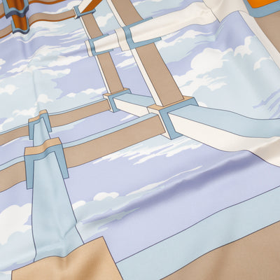 Silk Scarf 90 A.M. Cassandre Pour Hermes Blue