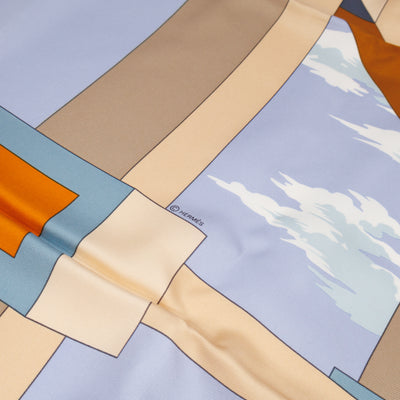 Silk Scarf 90 A.M. Cassandre Pour Hermes Blue