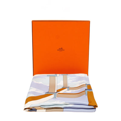 Silk Scarf 90 A.M. Cassandre Pour Hermes Blue