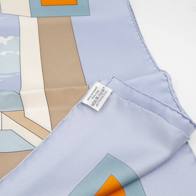Silk Scarf 90 A.M. Cassandre Pour Hermes Blue