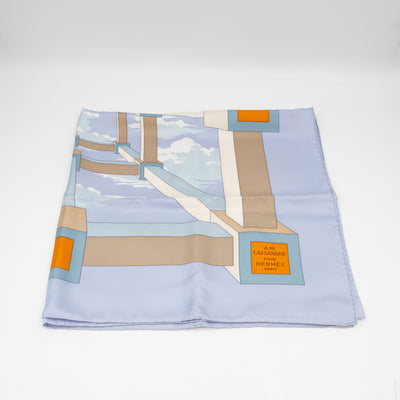 Silk Scarf 90 A.M. Cassandre Pour Hermes Blue