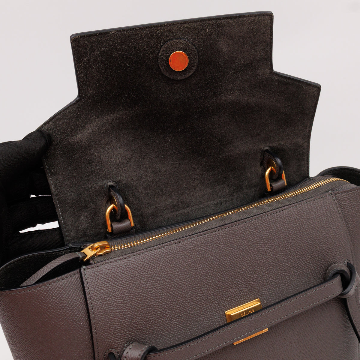 Micro Belt Bag Grey Grained Leather