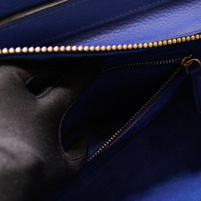 Micro Luggage Blue Leather
