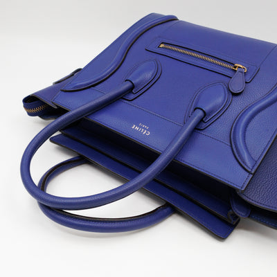 Micro Luggage Blue Leather