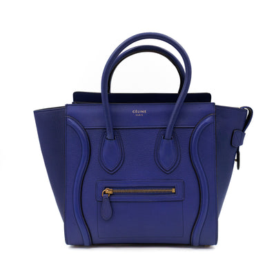 Micro Luggage Blue Leather