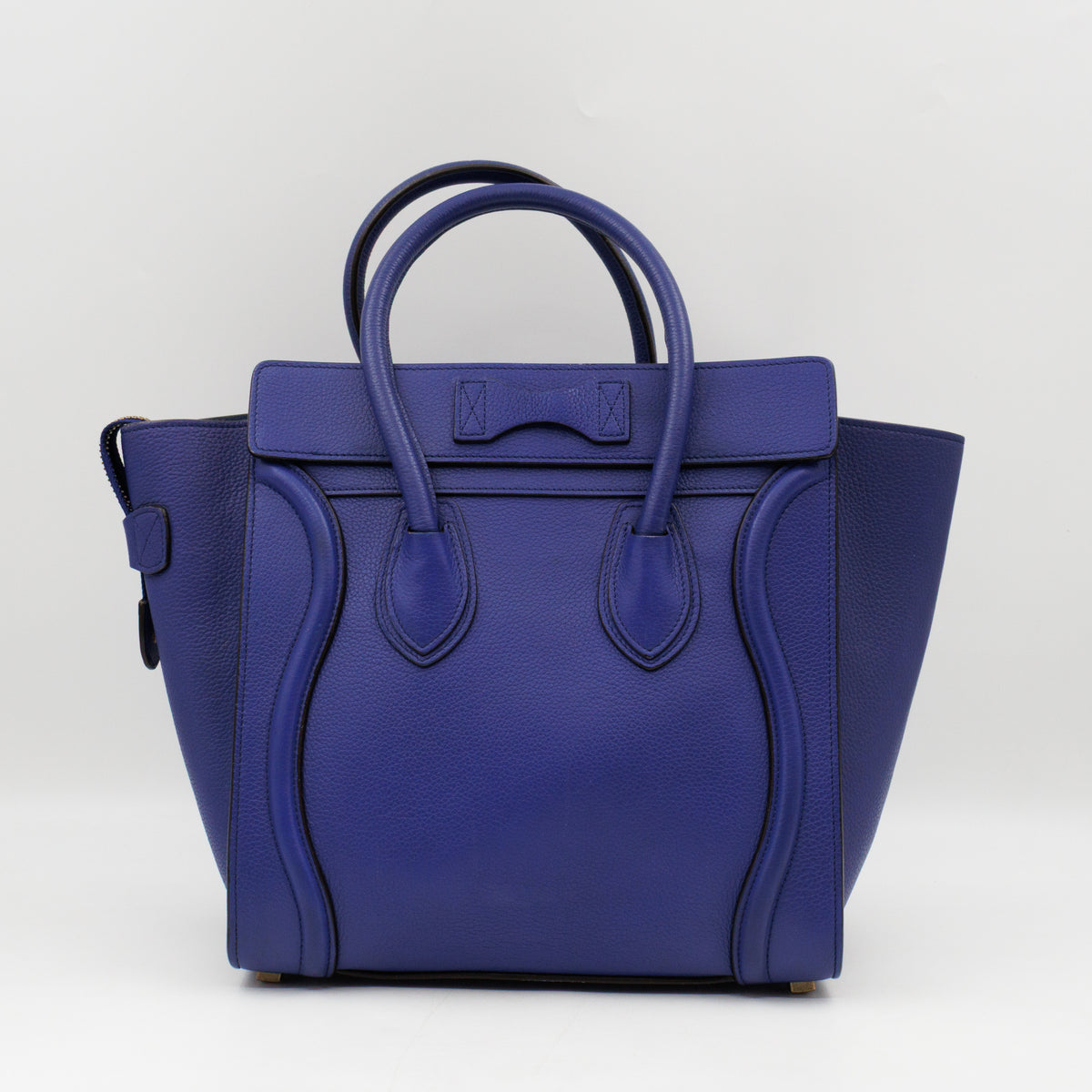 Micro Luggage Blue Leather