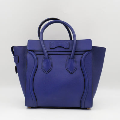 Micro Luggage Blue Leather