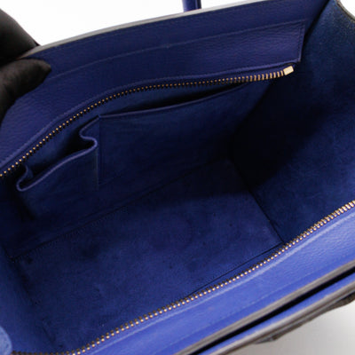 Micro Luggage Blue Leather