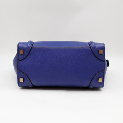 Micro Luggage Blue Leather