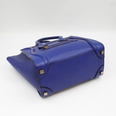 Micro Luggage Blue Leather