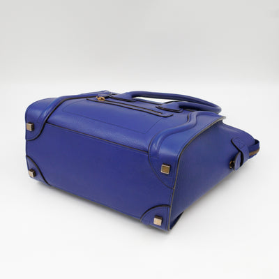 Micro Luggage Blue Leather