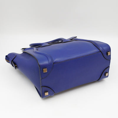 Micro Luggage Blue Leather