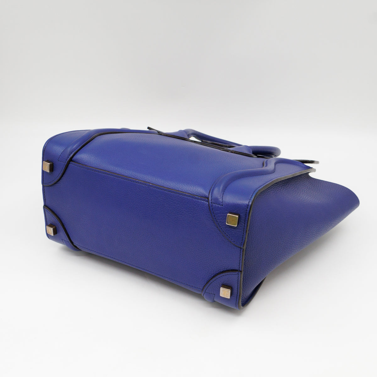 Micro Luggage Blue Leather