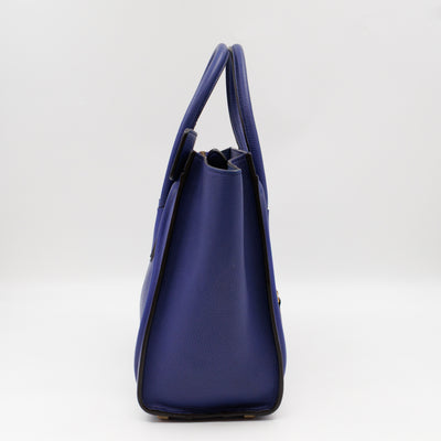 Micro Luggage Blue Leather