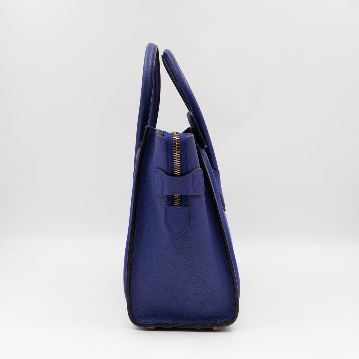 Micro Luggage Blue Leather