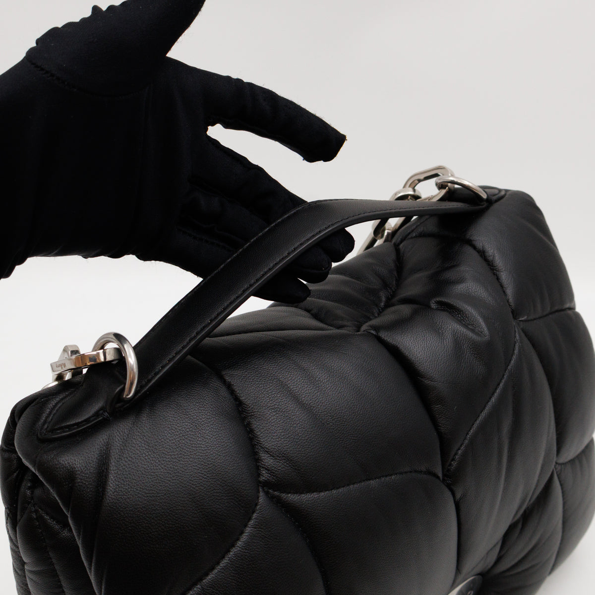 Softie Bag Pillow Black Quilted Nappa Leather