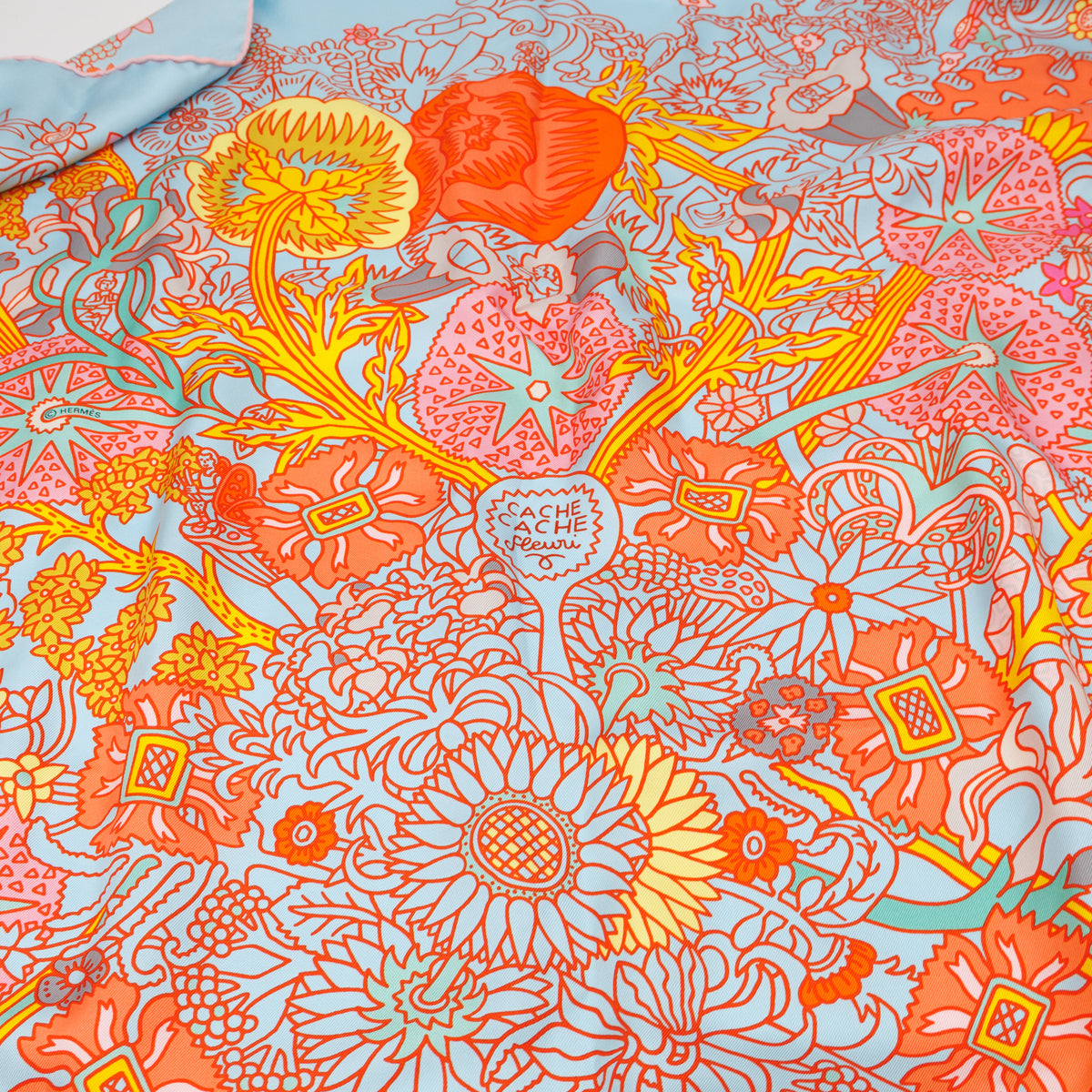 Silk Scarf 90 Cache Cache Fleuri