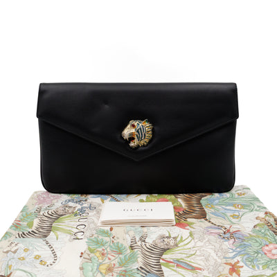 Rajah Clutch Black Leather