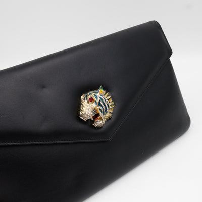 Rajah Clutch Black Leather