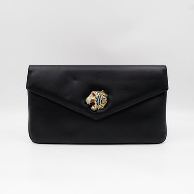 Rajah Clutch Black Leather