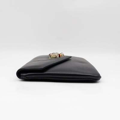 Rajah Clutch Black Leather