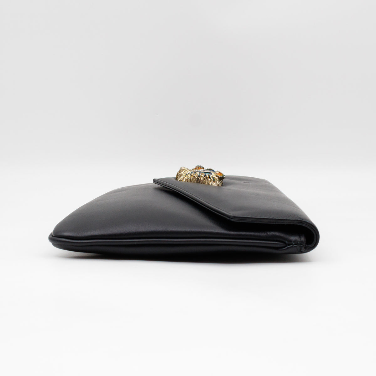 Rajah Clutch Black Leather