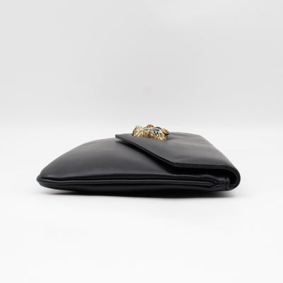 Rajah Clutch Black Leather
