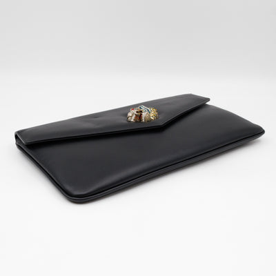 Rajah Clutch Black Leather