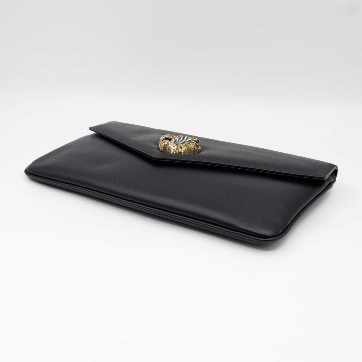 Rajah Clutch Black Leather