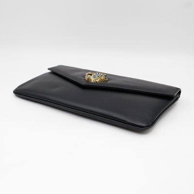 Rajah Clutch Black Leather