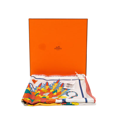 Silk Scarf 90 Le Sacre Des Saisons White