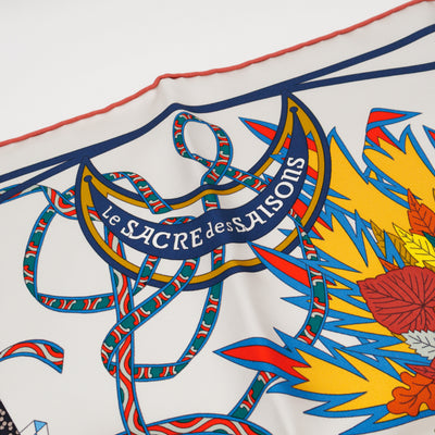 Silk Scarf 90 Le Sacre Des Saisons White