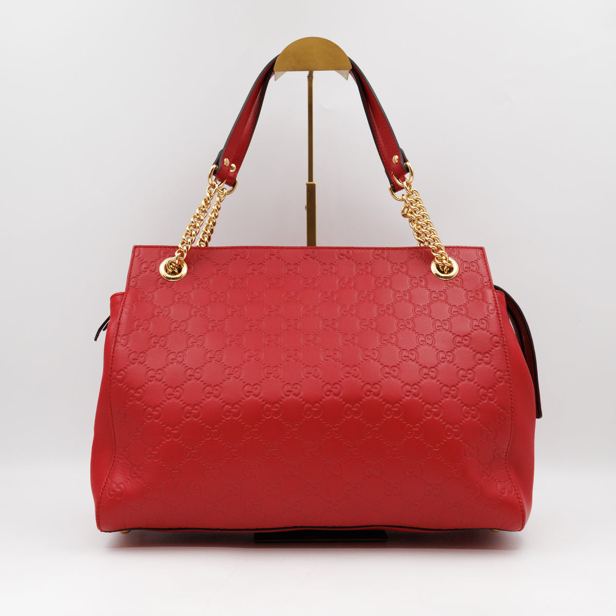 Signature Tote Bag Red Guccissima Leather