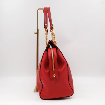 Signature Tote Bag Red Guccissima Leather