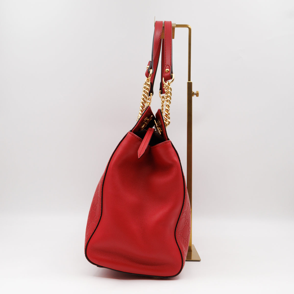 Signature Tote Bag Red Guccissima Leather