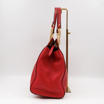 Signature Tote Bag Red Guccissima Leather