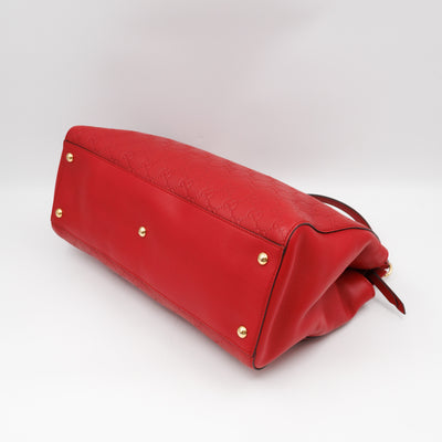 Signature Tote Bag Red Guccissima Leather