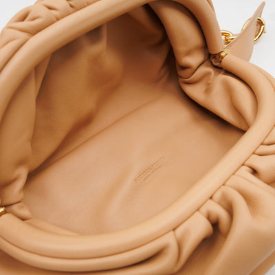 Mini Chain Pouch Waist Bag Beige Leather