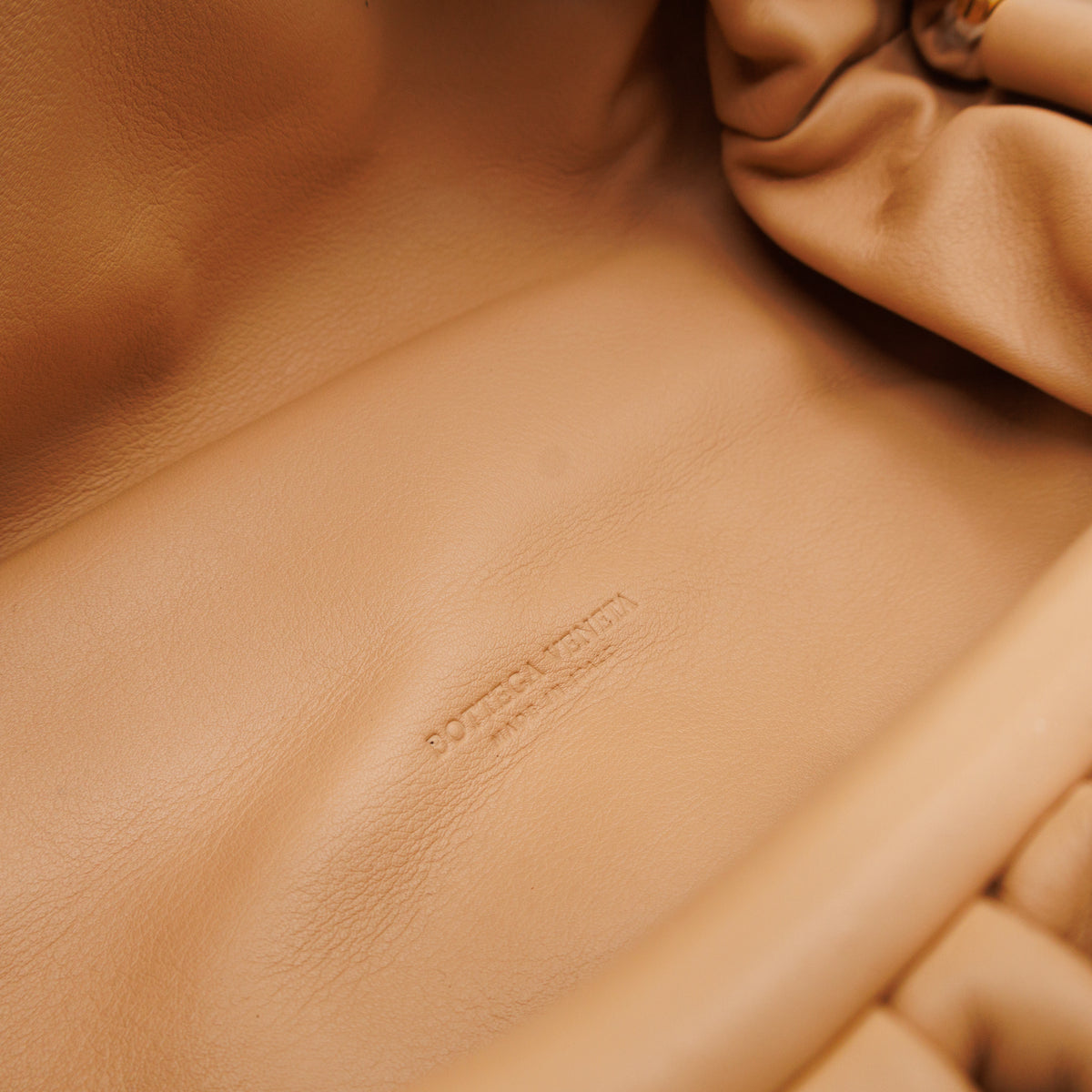 Mini Chain Pouch Waist Bag Beige Leather