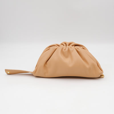 Mini Chain Pouch Waist Bag Beige Leather