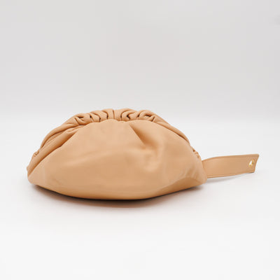 Mini Chain Pouch Waist Bag Beige Leather